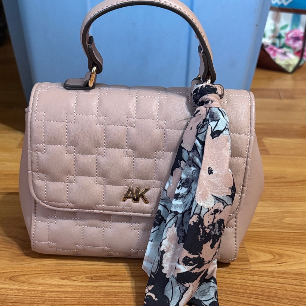 Anne Klein Blush Quilted Satchel with Floral Scarf